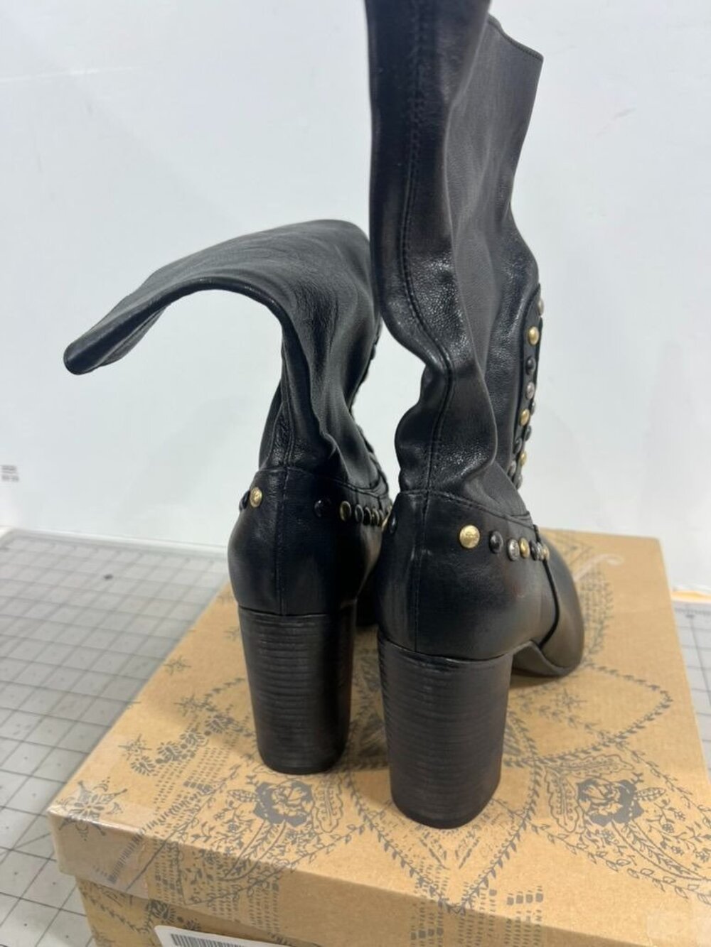 Free People Studded Dakota Heel Boot (Black) Women's Sz. 8.5 NEW - Picture 3 of 7
